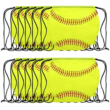 Muka 12Pcs Softball 210D Polyester Drawstring BackPack, 14"H x 15 3/4"W