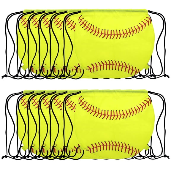 Muka 12Pcs Softball 210D Polyester Drawstring BackPack, 14"H x 15 3/4"W