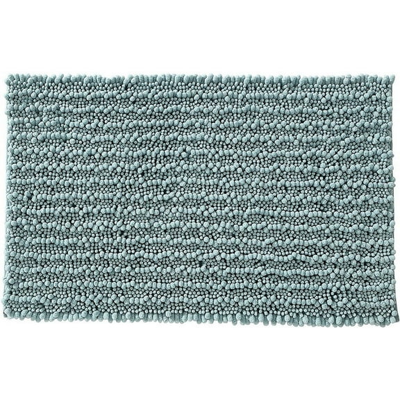 Muka 17"x24" Bathroom Rugs Fallow Chenille Machine Washable Dryable Soft Water Absorbent Plush Bath Mats Non Slip for Bathroom Shower Tub, Blue, 1+3