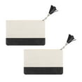 thumbnail image 1 of Muka 2 Pack Cosmetic Bag with Tasseled Zipper Pull, Linen Makeup Bag with Black PU Leather, 1 of 7