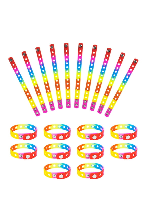 20 PCS Rainbow Pride Rubber Charm Wristbands, LGBTQ Adjustable Silicone Bracelets for Men Women