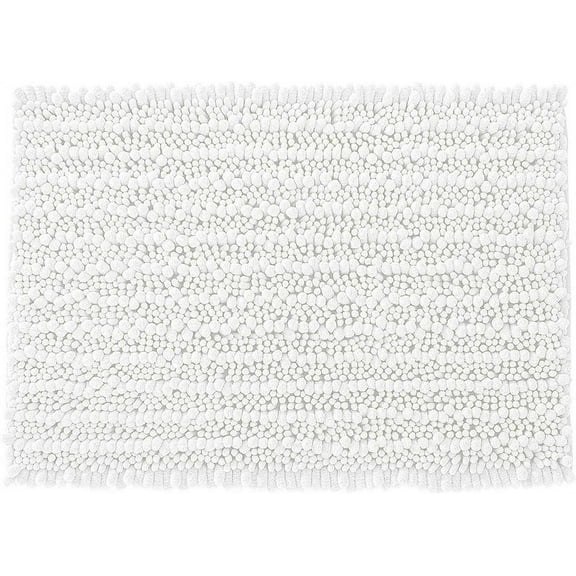 Muka 20"x32" Bathroom Rugs Fallow Chenille Machine Washable Dryable Soft Water Absorbent Plush Bath Mats Non Slip for Bathroom Shower Tub, White, 1+3