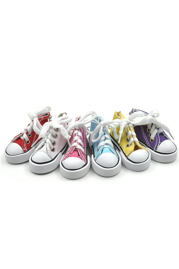 24Pcs Mini Christmas Decorations Canvas Sneaker Keychains, 3" Shoes Key Ring for Kids & Party-Assorted1
