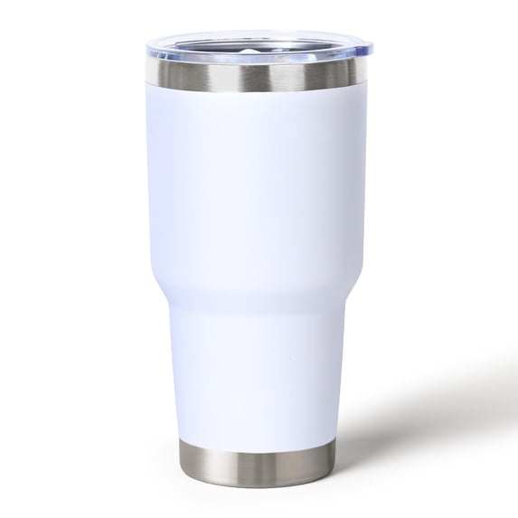 Muka 30 Oz. Stainless Steel Tumbler, Durable Powder Coated Insulated Travel Cup-White