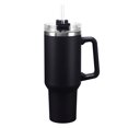 thumbnail image 1 of Muka 40 Ounce Tumbler with Handle and Straw, Powder Coated Vacuum Insulated Travel Cup-Black, 1 of 8