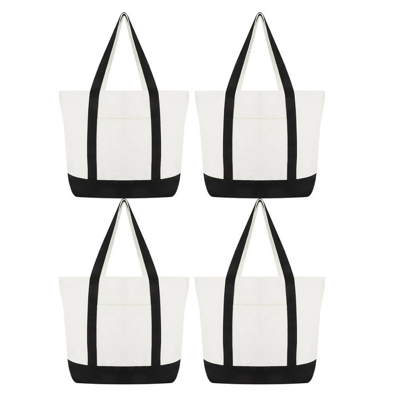 Muka 4PCS Canvas Tote Bags with Pockets Large Capacity Muka 4PCS Canvas Tote Bags with Pockets Large Capacity