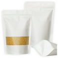 thumbnail image 1 of Muka 50 Pcs 6 OZ White Kraft Paper Stand Up Zip Pouch with Frosted Window, 6"W x 8.5"H x 3"D, 1 of 6