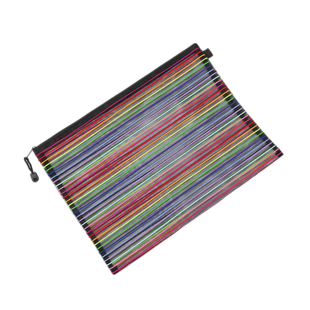 Rainbow Colors Mesh Plastic Fabric Pencil Bags with Zipper - China