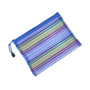 ASPIRE Muka 6 Pcs Rainbow Striped Zipper Pouch Waterproof Storage Bags Pencil Case for Travel Cosmetic Toiletry Puzzle Organizing-Blue-A6