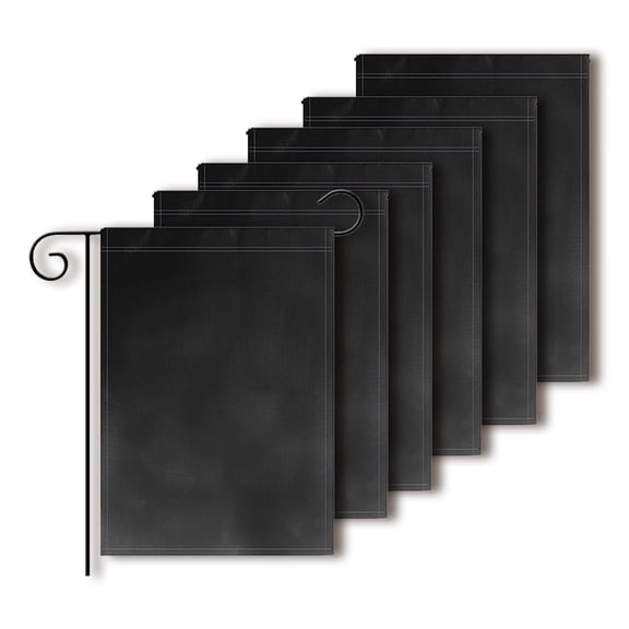 Muka 6 Pcs Solid Color Blank Garden Decorative Flags, Polyester Yard Banners for Decorating, 12" X 18"-Black-Single Sided