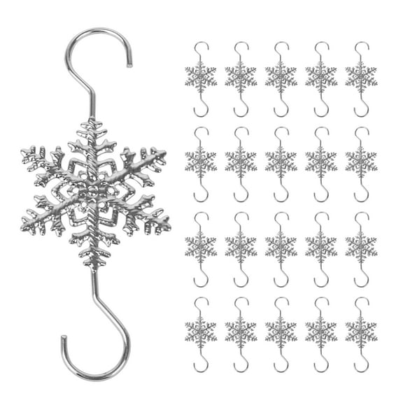 Muka 60Pcs Christmas Ornaments Hooks, Silver Snowflake Hanger for Christmas Halloween Decoration