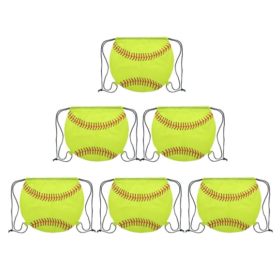 Muka 6Pcs Softball 210D Polyester Drawstring BackPack, 14"H x 15 3/4"W