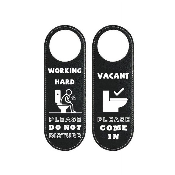 Muka Bathroom Occupancy Door Hanger Sign Working Hard Do Not Disturb Door Hanger Sign Vacant Please Come In Sign, Pu Leather Double Sided, 9.4"X3.1"