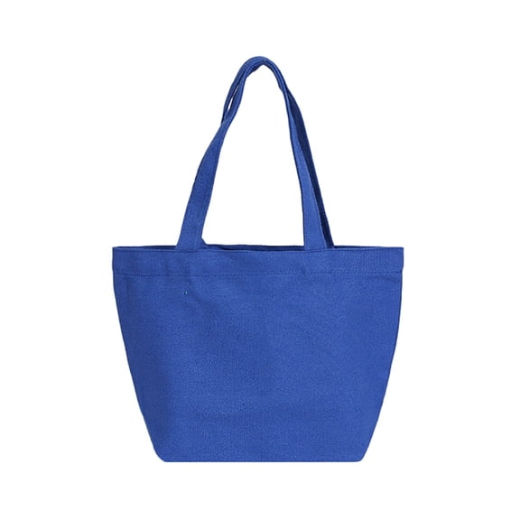 Muka Blank Small Canvas Tote Bag for Kids, Cotton Lunch Bag, Handheld Grocery Shopping Bag - 11.8" W x 7.9" H x 3.9" D-Royal Blue