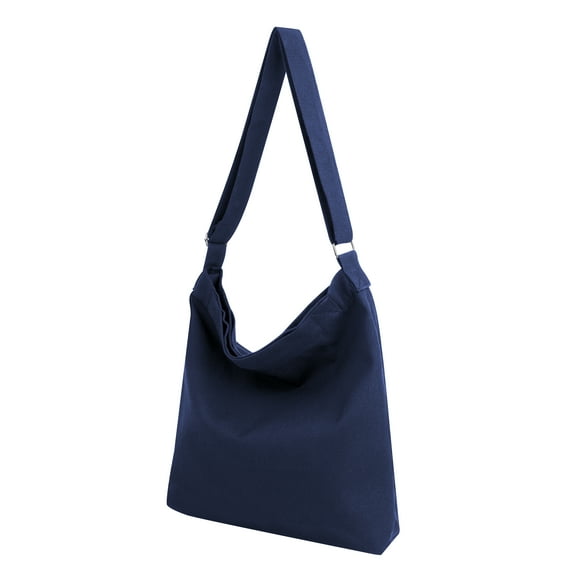 Muka Canvas Shoulder Bag with Zipper, Royal Blue Hobo Crossbody Handbag Casual Tote