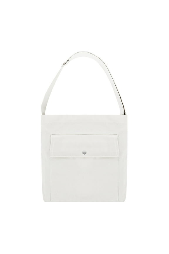 Canvas Shoulder Crossbody Bag with Roomy Pocket, White Hobo Handbag