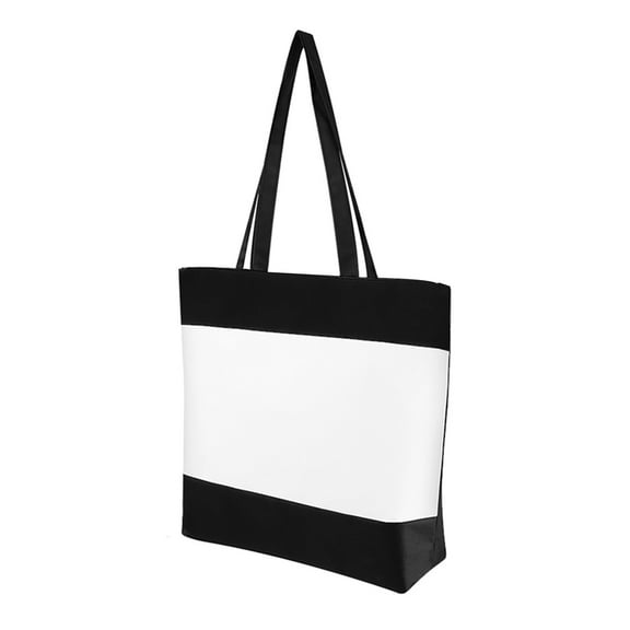 Muka Canvas Zippered Tote with Lining, Two-Tone Accent Gusseted Tote Bag, 16-1/2" x 12-1/2" x 3-3/4"