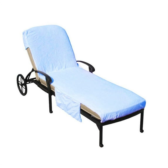 Muka Cotton Beach Pool Lounge Chair Cover Terry Bath Towel with Side Pockets, 29" x 85"-Blue