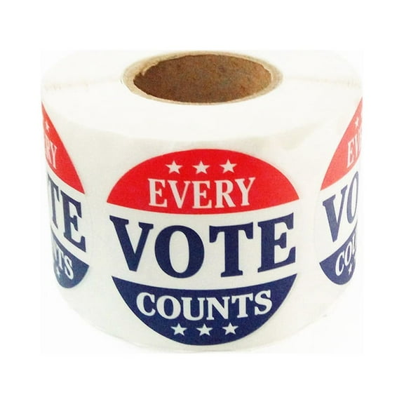 Muka "Every Vote Counts" Stickers, 2" Dia, 500Pcs/Roll