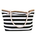 thumbnail image 1 of Muka Extra Large Stripe Canvas Beach Bag with Cotton Rope Handles, 1 of 8