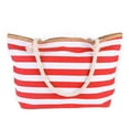 thumbnail image 1 of Muka Extra Large Stripe Canvas Beach Bag with Cotton Rope Handles, 1 of 8