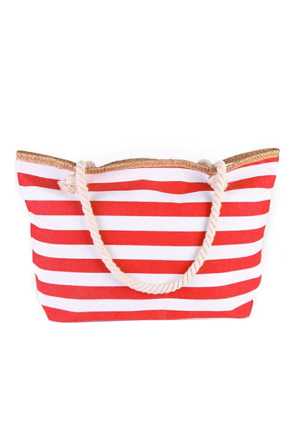 Extra Large Stripe Canvas Beach Bag with Cotton Rope Handles