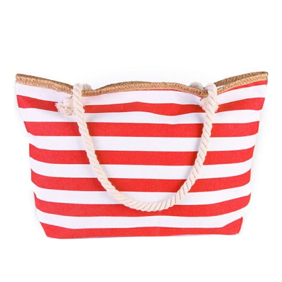 Muka Extra Large Stripe Canvas Beach Bag with Cotton Rope Handles