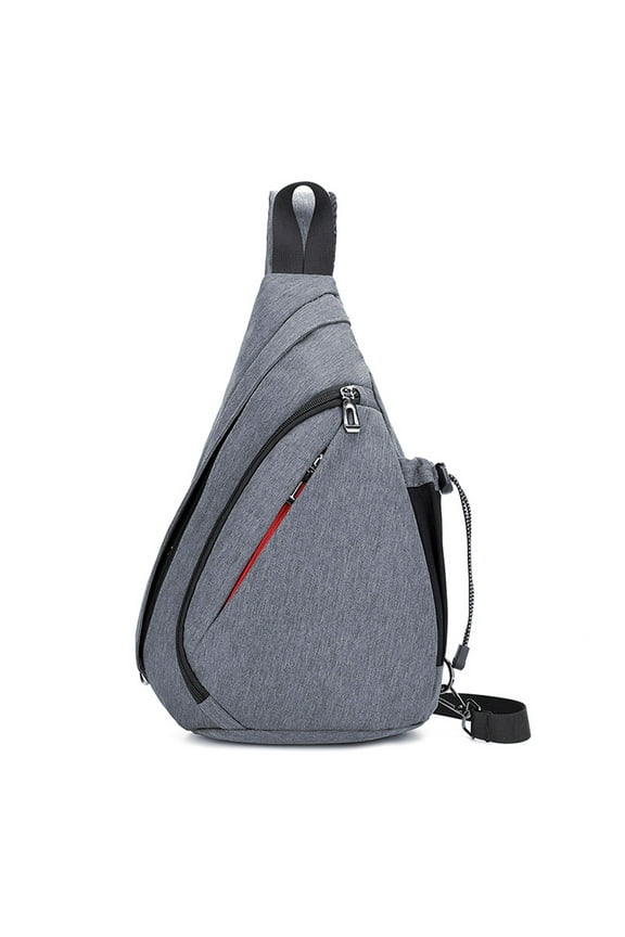 Grey Sling Pack with Water Bottle Holder, Multiple Pockets Unisex Crossbody Chest Bag for Outdoor Casual Use
