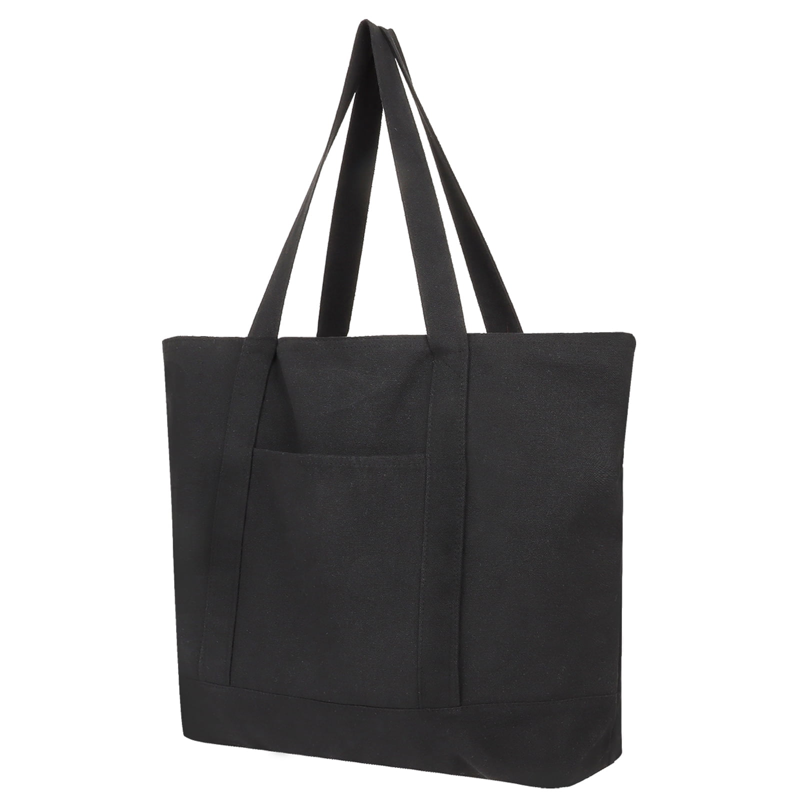 Muka Large Canvas Tote Bag with Outer & Inner Pocket, 21.5 x 16 x