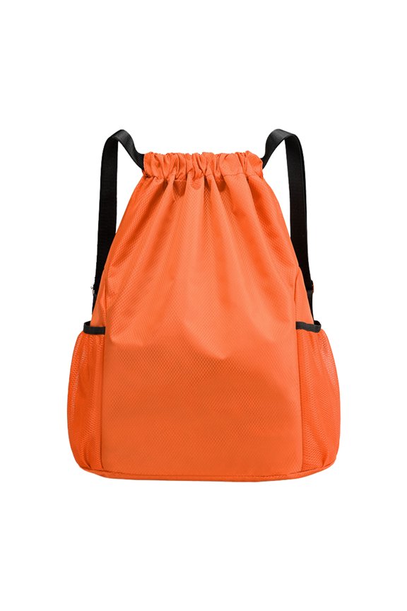 Large Gym Drawstring Backpack Water Resistant String Bags with Widen Straps-Orange