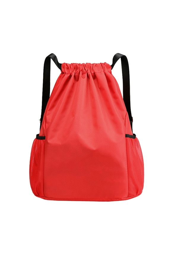 Large Gym Drawstring Backpack Water Resistant String Bags with Widen Straps-Red