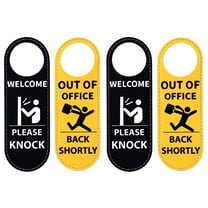Muka Out Of Office Door Hanger Sign Please Knock Door Hanger Sign For Office Business, Pu Leather, 9.4"X3.1"-4 Pcs