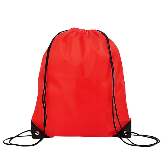 Muka Polyester Drawstring Backpack Bags Sports Cinch Sack Gym String Bags with PU Reinforced Corners-Red