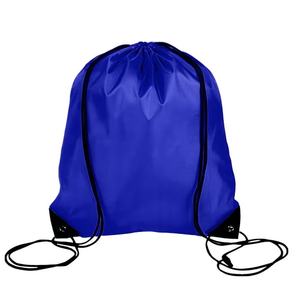 Muka Polyester Drawstring Backpack Bags Sports Cinch Sack Gym String Bags with PU Reinforced Corners-Royal Blue