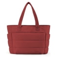 thumbnail image 1 of Muka Puffy Tote Bag with Compartments, Quilted Shoulder Bag Handbag for Travel, Work, Gym-Burgundy, 1 of 7
