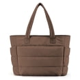 thumbnail image 1 of Muka Puffy Tote Bag with Compartments, Quilted Shoulder Bag Handbag for Travel, Work, Gym-Coffee, 1 of 5
