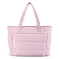 thumbnail image 1 of Muka Puffy Tote Bag with Compartments, Quilted Shoulder Bag Handbag for Travel, Work, Gym-Pink, 1 of 6