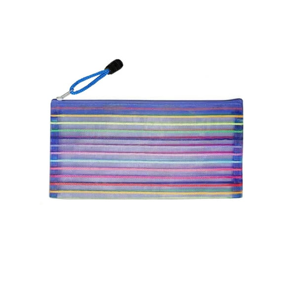 Muka Rainbow Striped Zipper Pouch, Storage Bags for Organizer, Travel and Office-Blue-B5