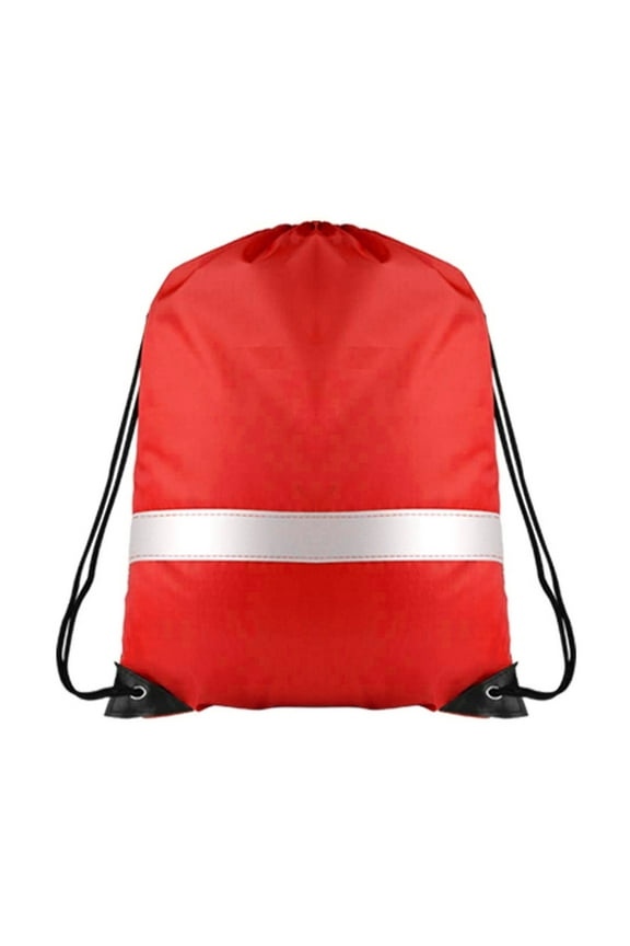 Reflective Drawstring BackPack Gym Sports String Sack Bags Cinch Bags, 15 3/4"L x 13 3/4"W-Red