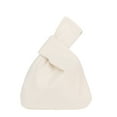 thumbnail image 1 of Muka Cotton Canvas Knot Bag, Small Knot Closure Wrist Tote Bag, Natural Wristlet Makeup Pouch, 1 of 8