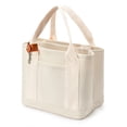 thumbnail image 1 of Muka Small Canvas Tote Bag with Lobster Clasp, Multi-Pocket Cotton Tote Bag-Natural, 1 of 8