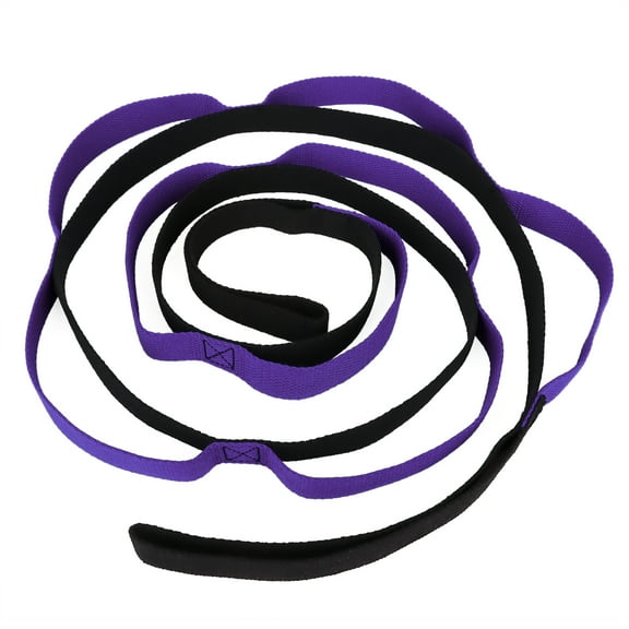Muka Stretching Strap Yoga Strap with Loop, 10 Loops Non-Elastic Purple Band for Pilates Physical Therapy