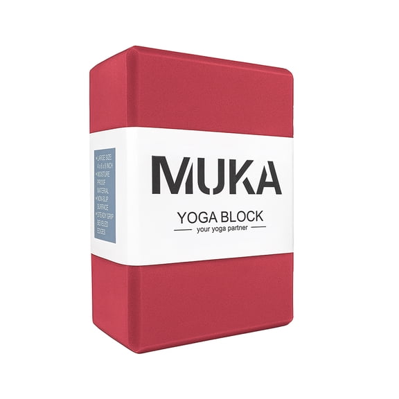 Muka Yoga Block Red Stretching & Exercise EVA Foam Blocks Soft Non-Slip Surface for Pilates Meditation 9x6x4 Inch