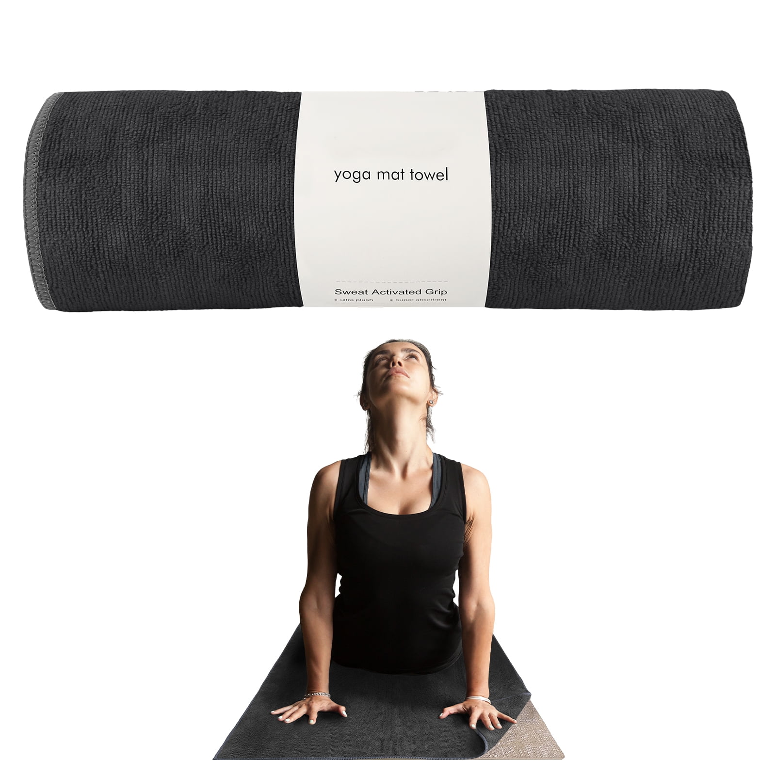 Muka Yoga Mat Towel for Hot Yoga Non-Slip, Pilates Mat Cover Brown