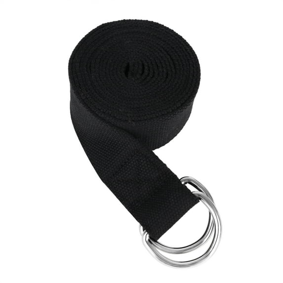 Muka Yoga Strap Adjustable Cotton Stretch Band with Metal D-Ring Buckle, Black 6FT Yoga Belt for Workout