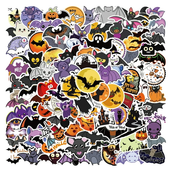 Mukay 100Pcs Halloween Stickers Pack, Waterproof Cute Cool Teens Funny Theme for Party Favors Gifts, Personalized Your Own MacBook, Laptop, Guitar, Luggage, Skateboard, Car