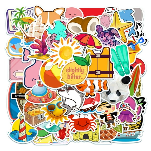 Mukay 50Pcs Cute Stickers Pack, Waterproof Cute Cool Teens Funny Theme for Party Favors Gifts, Personalized Your Own MacBook, Laptop, Guitar, Luggage, Skateboard, Car