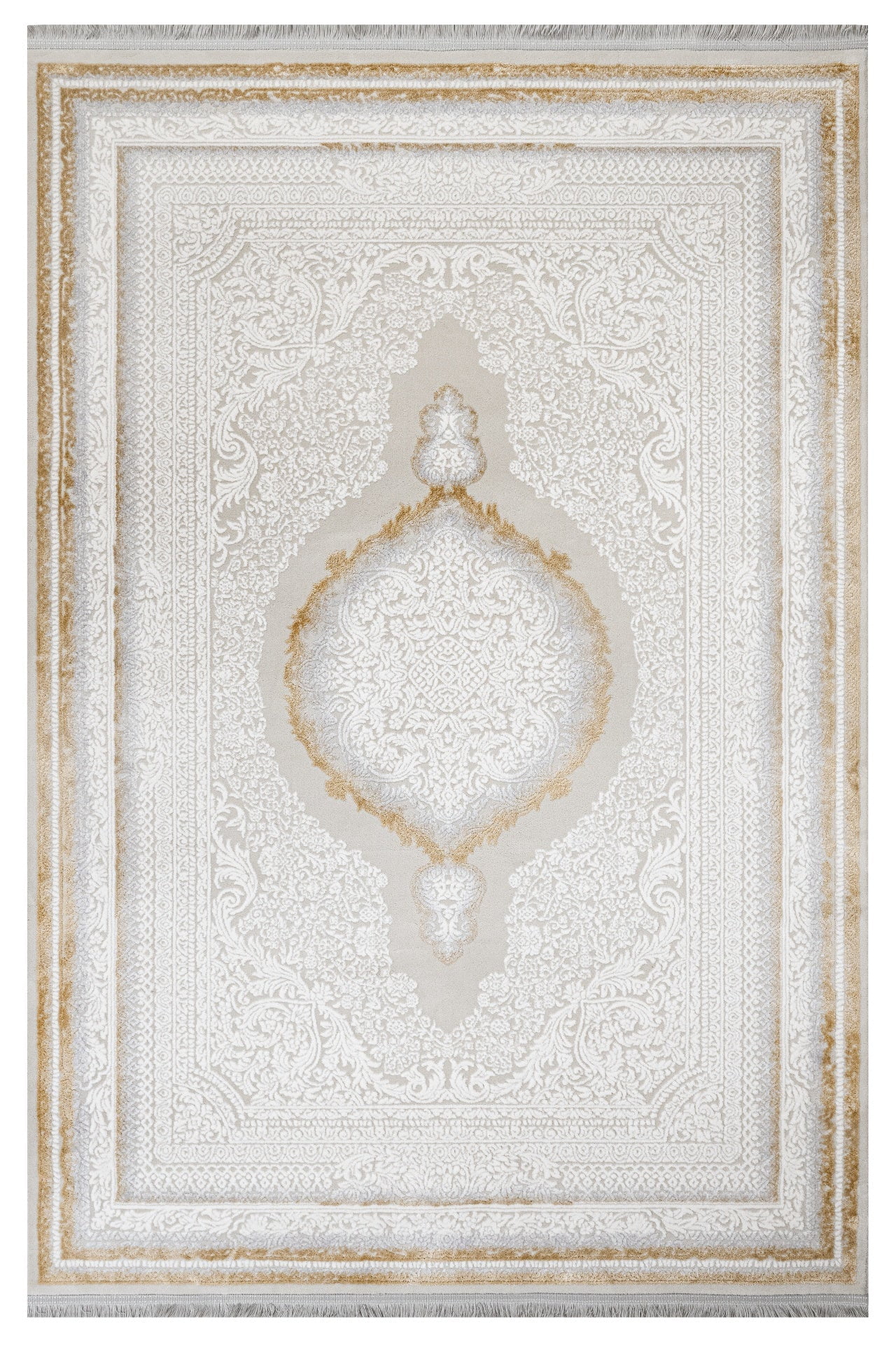Mukerian Gold Oriental Acrylic Area Rugs for Living Room Jacquard ...