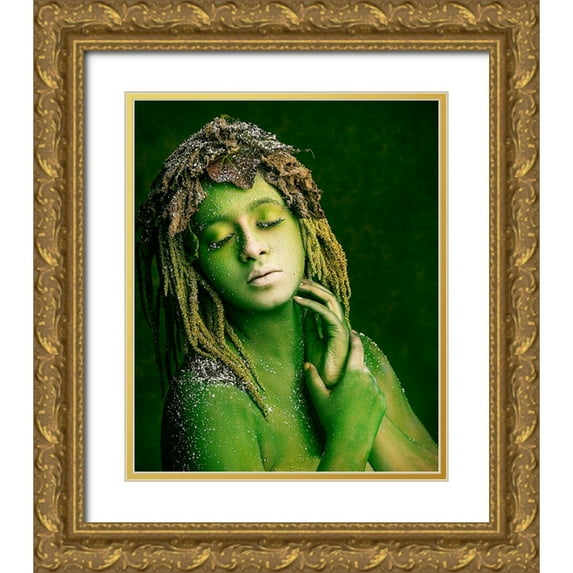 Mukherjee, Debarghya 26x31 Gold Ornate Wood Framed with Double Matting Museum Art Print Titled - Green Witch