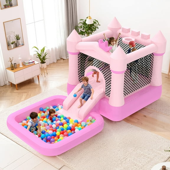 Mukidy 145''x 75'' x 73'' Inflatable Bounce Houses for Kids 3-8 with Blower Ball Pit and Large Pool Outdoor/Indoor Bouncy House, PVC, Child, Teen, Toddler